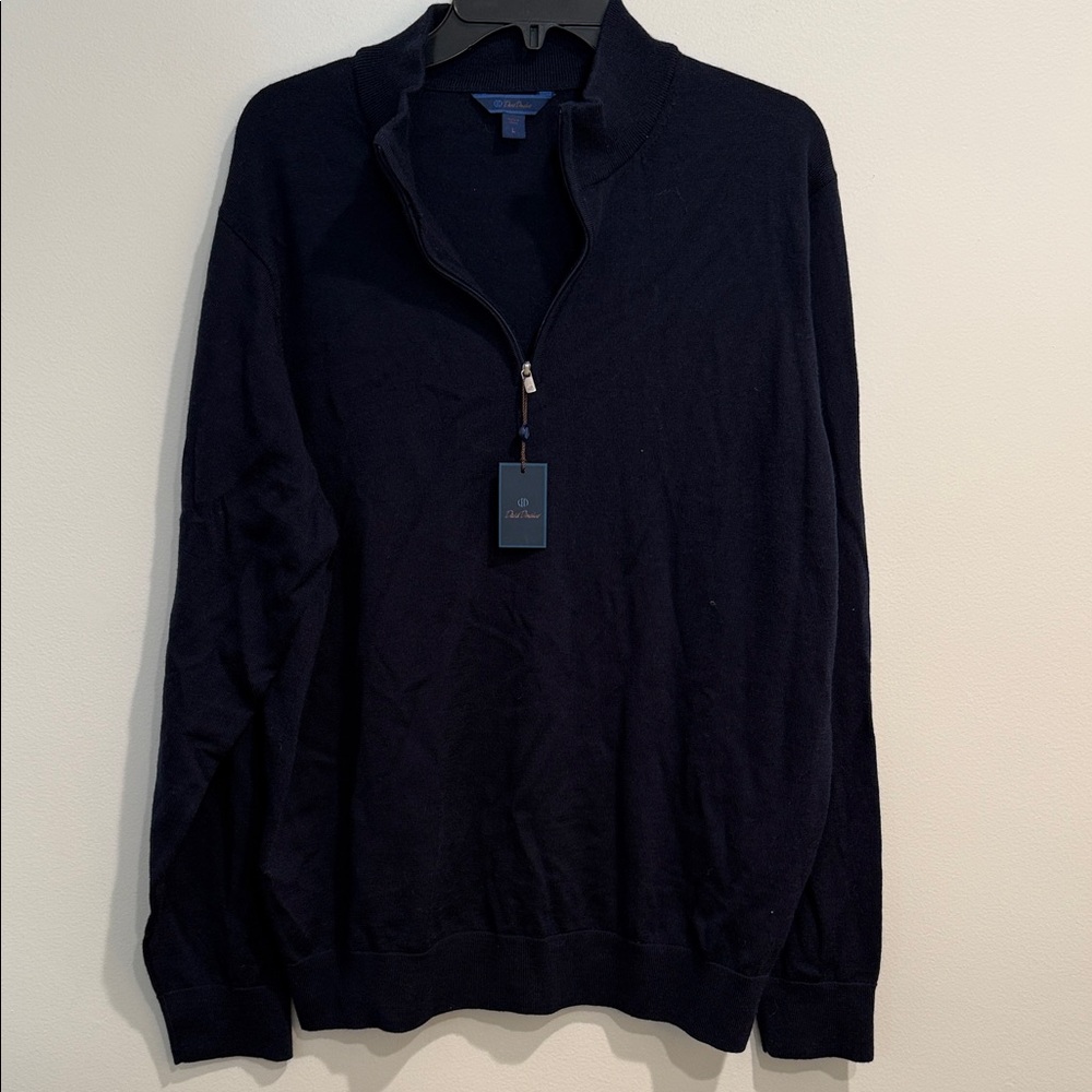 David Donahue Men's Navy Half-Zip Sweater - Size Large